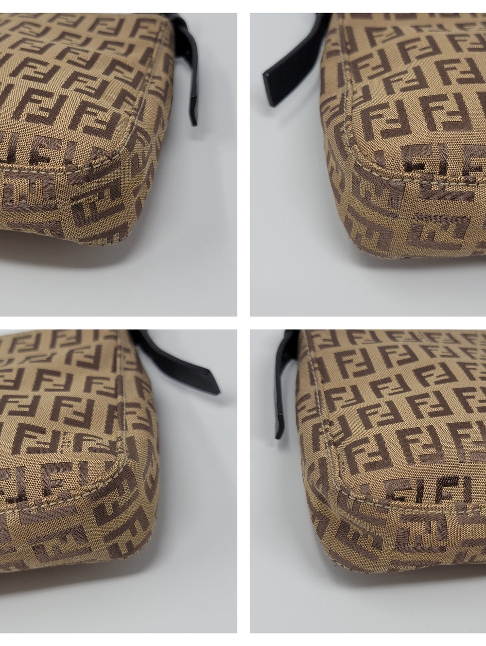 FENDI Zucchino Baguette Canvas Shoulder Bag - Picture 11 of 12